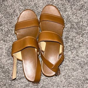 Michael Kors, tan and suede sandals